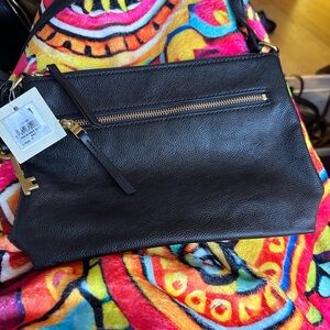 NWT Fossil black pebbled leather Crossbody bag